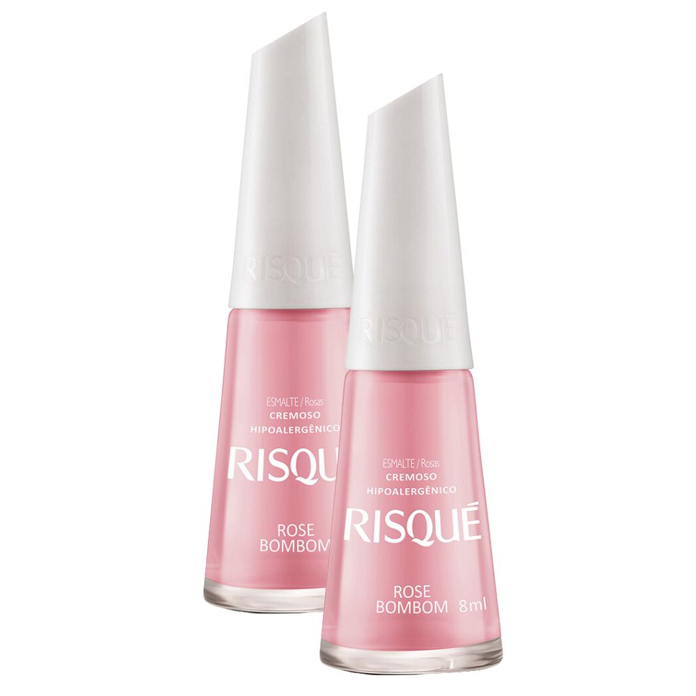 Miniatura Kit 2 Esmalte Risqué Cor Rose Bombom Hipoalergênico com 8ml