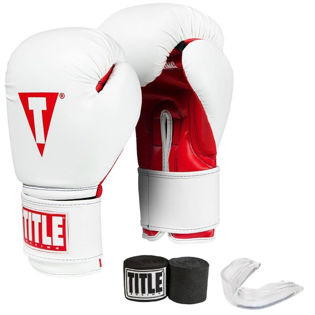 Miniatura Kit Boxe Luva Essentials Title 8Oz Com Bucal E Bandagem Azul