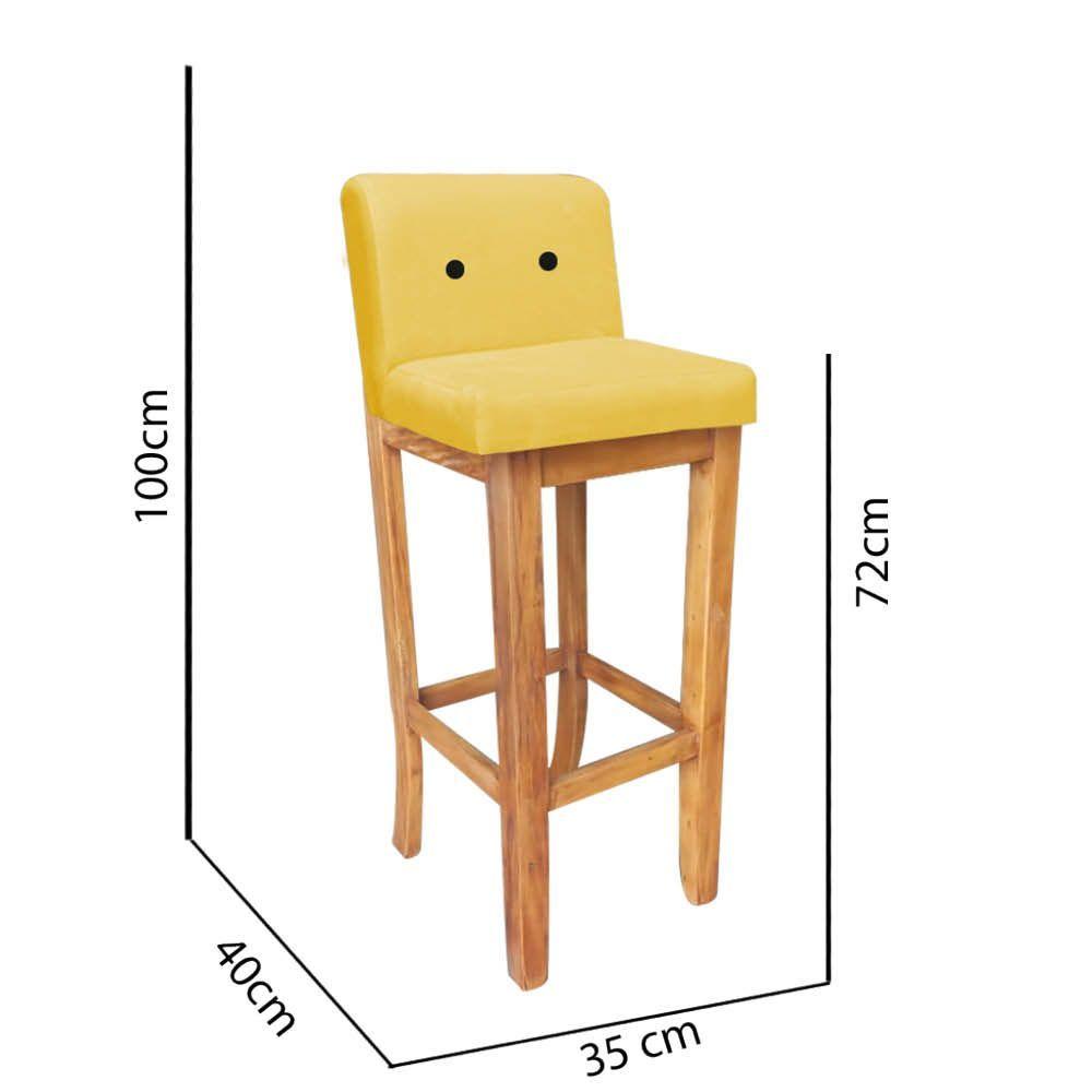 Miniatura Banqueta Alta Com Encosto Aila Balcão Bistrô Sintético Amarelo Botão Preto - Ahazzo Móveis