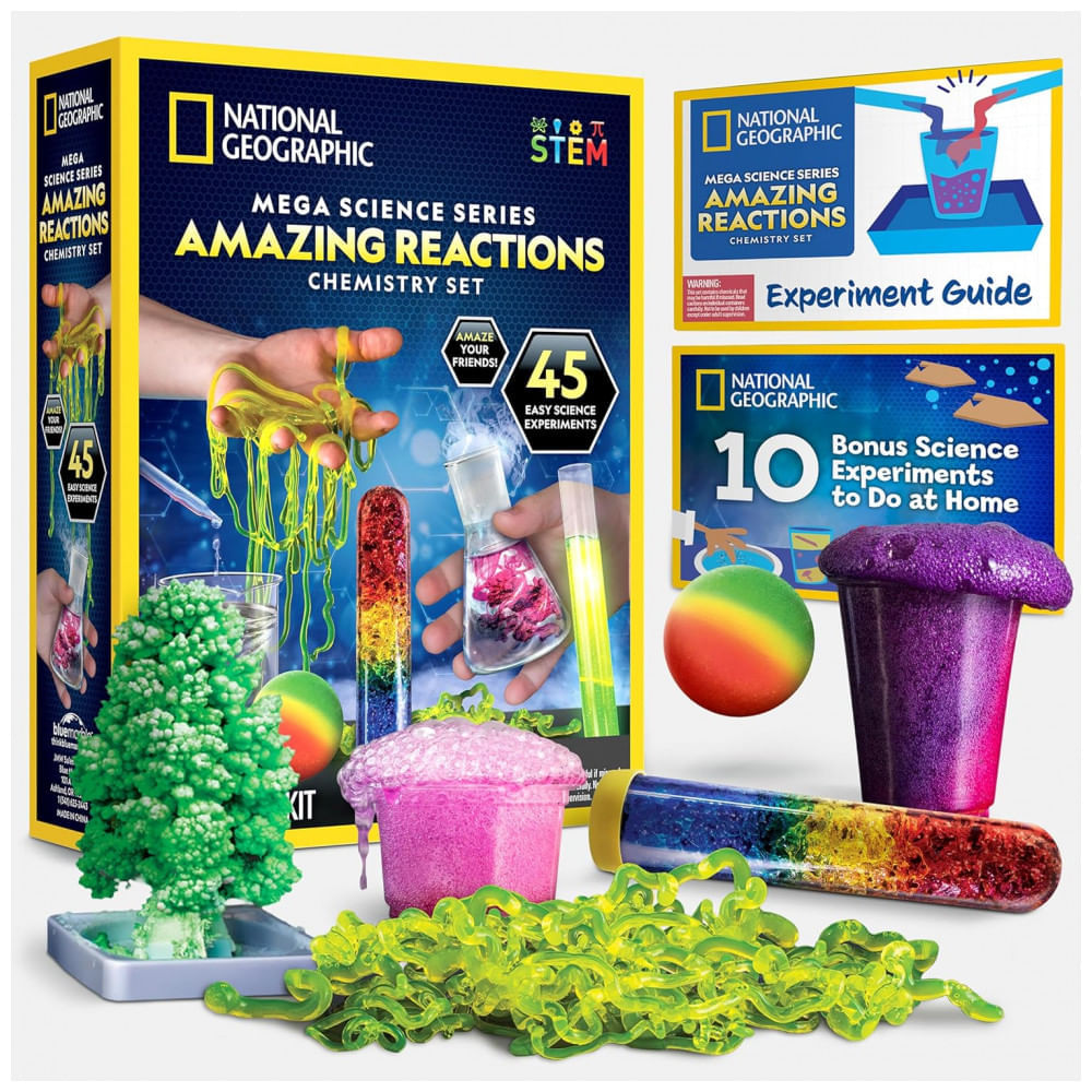 Miniatura Kit de Química com 45 Experimentos Científicos, Incluindo Crescimento e Reações de Cristais, National Geographic
