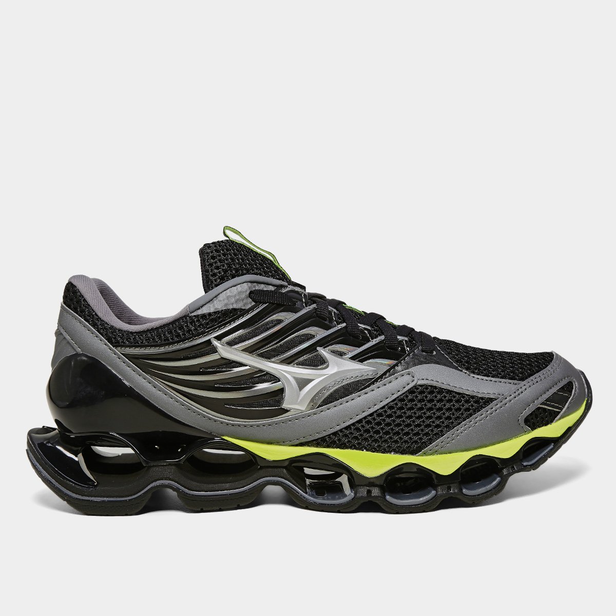 Miniatura Tênis Mizuno Wave Prophecy 13-S Masculino Chumbo+Amarelo - 39
