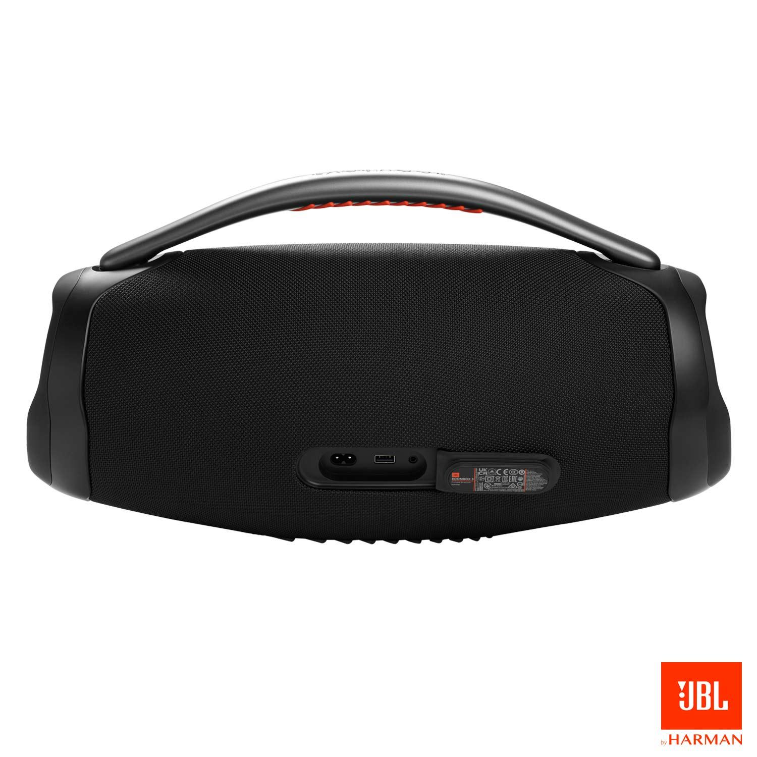 Miniatura Caixa De Som Bluetooth JBL Boombox 3 Preta Até 24h de Reprodução IP67 À Prova d´água 130W Bivolt