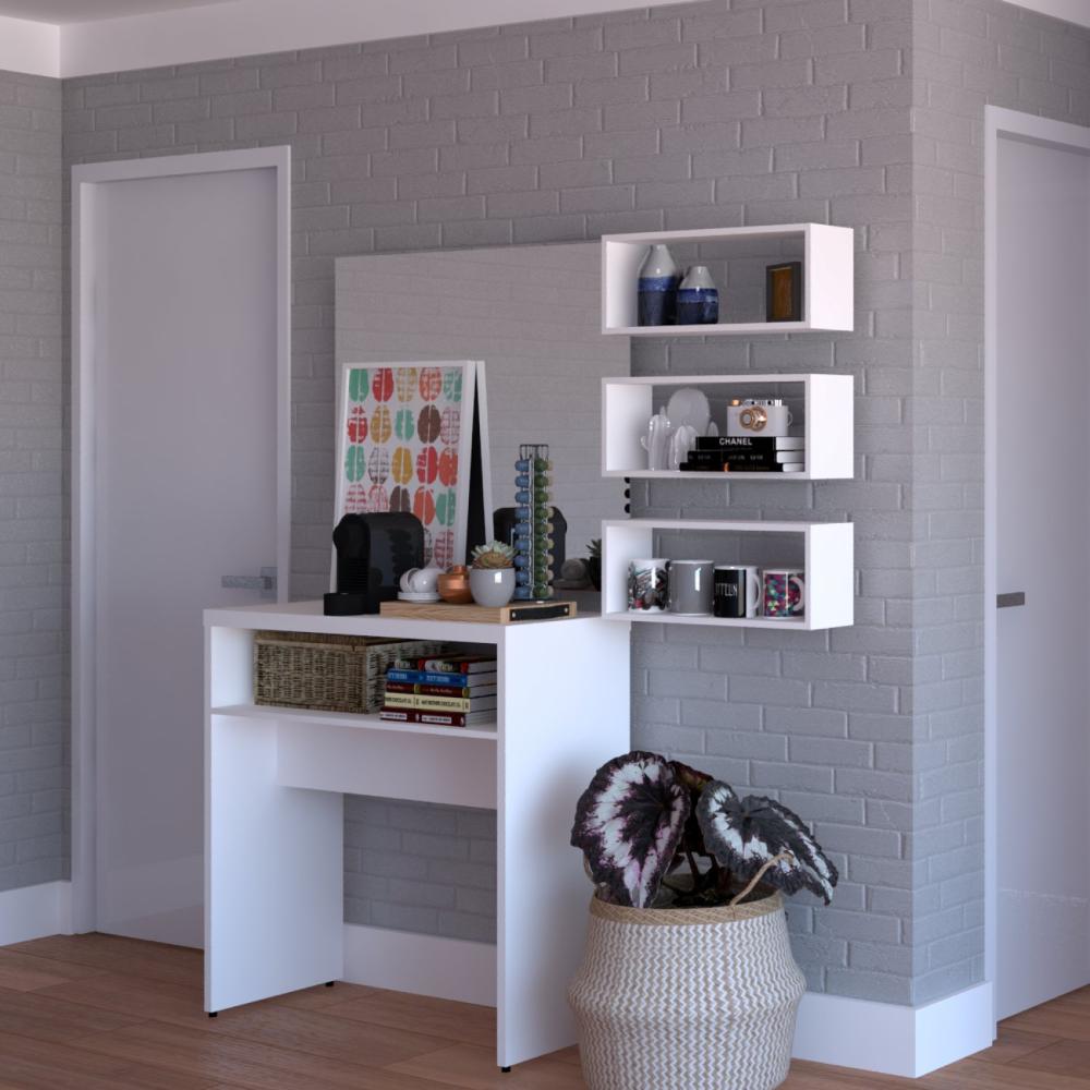 Miniatura Conjunto com 3 Nichos Preto Meme Bramov Móveis Branco