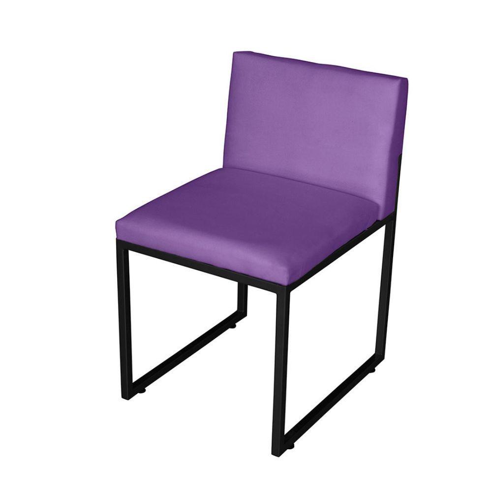 Miniatura Kit 2 Cadeira De Jantar Escritorio Industrial Vittar Ferro Preto Suede Roxo