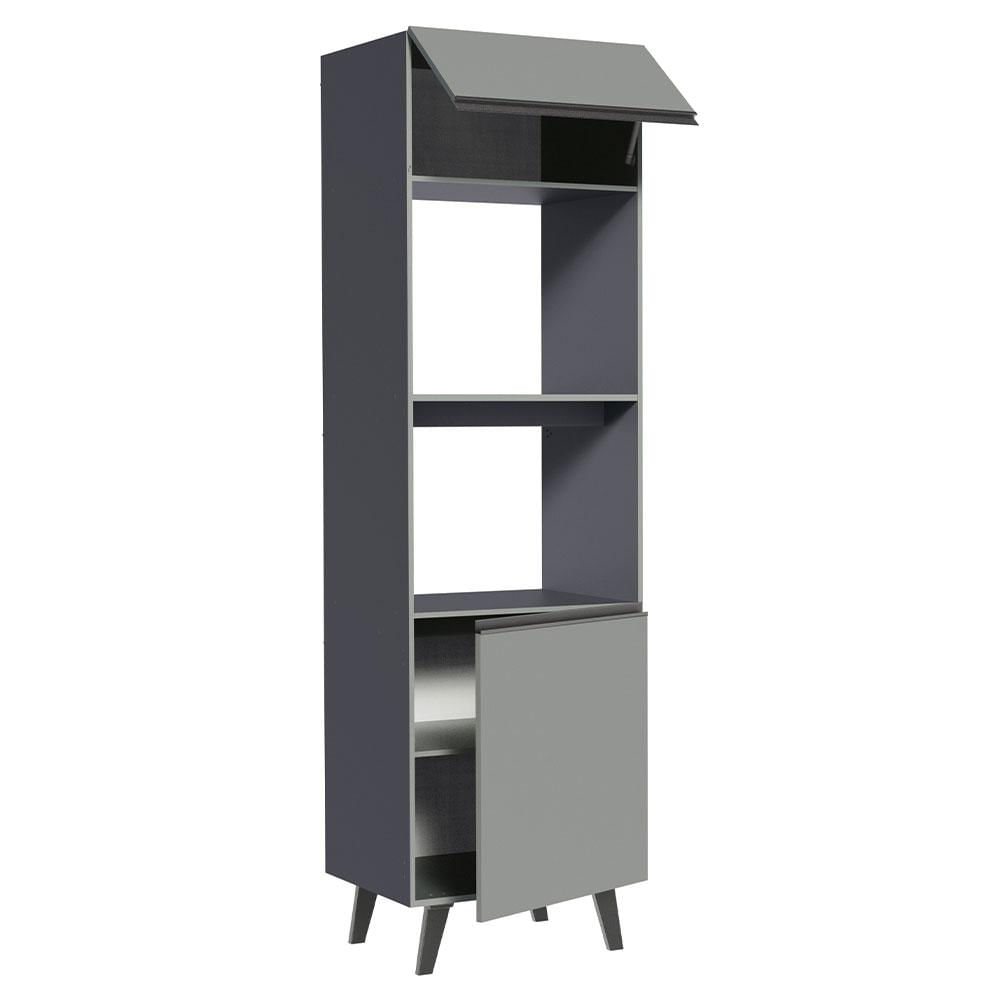 Torre Quente Armário de Cozinha 60 cm 2 Portas 2 Nichos Cinza Nice Madesa Cinza