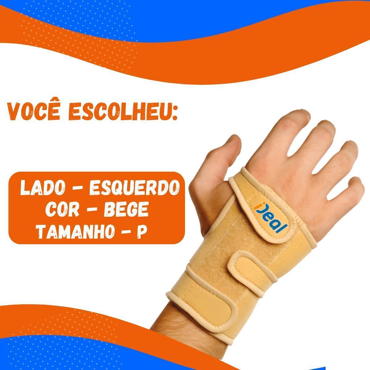 Miniatura Munhequeira Com Tala Órtese Punho Mão - Esquerdo Bege P