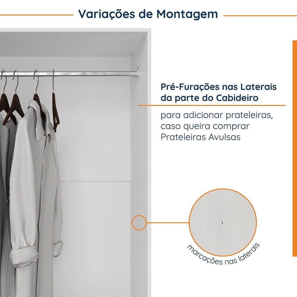 Guarda Roupa Modulado de Canto 6 Portas 3 Peças Hera Cabecasa Madeiramadeira Branco Geada/Louro/Preto