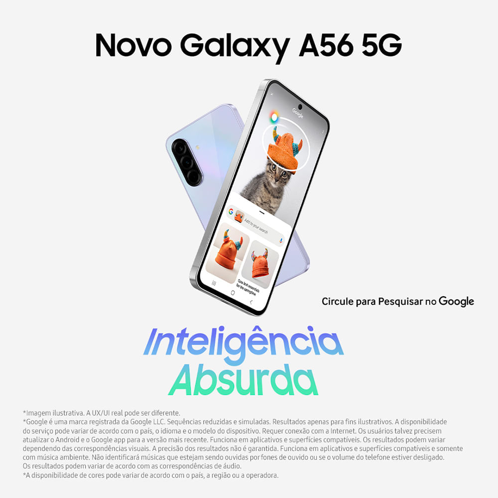 Miniatura Smartphone Samsung Galaxy A56 5G Preto, 128GB, 8GB RAM e Câmera Tripla 50MP + 12MP + 5MP BIVOLT