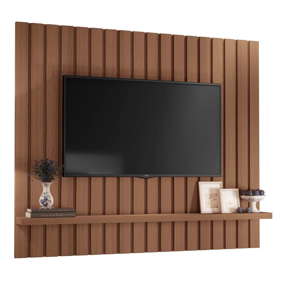 Miniatura Painel Tv 60 160cm Suspenso Ripado Link Castanho - Hb Móveis