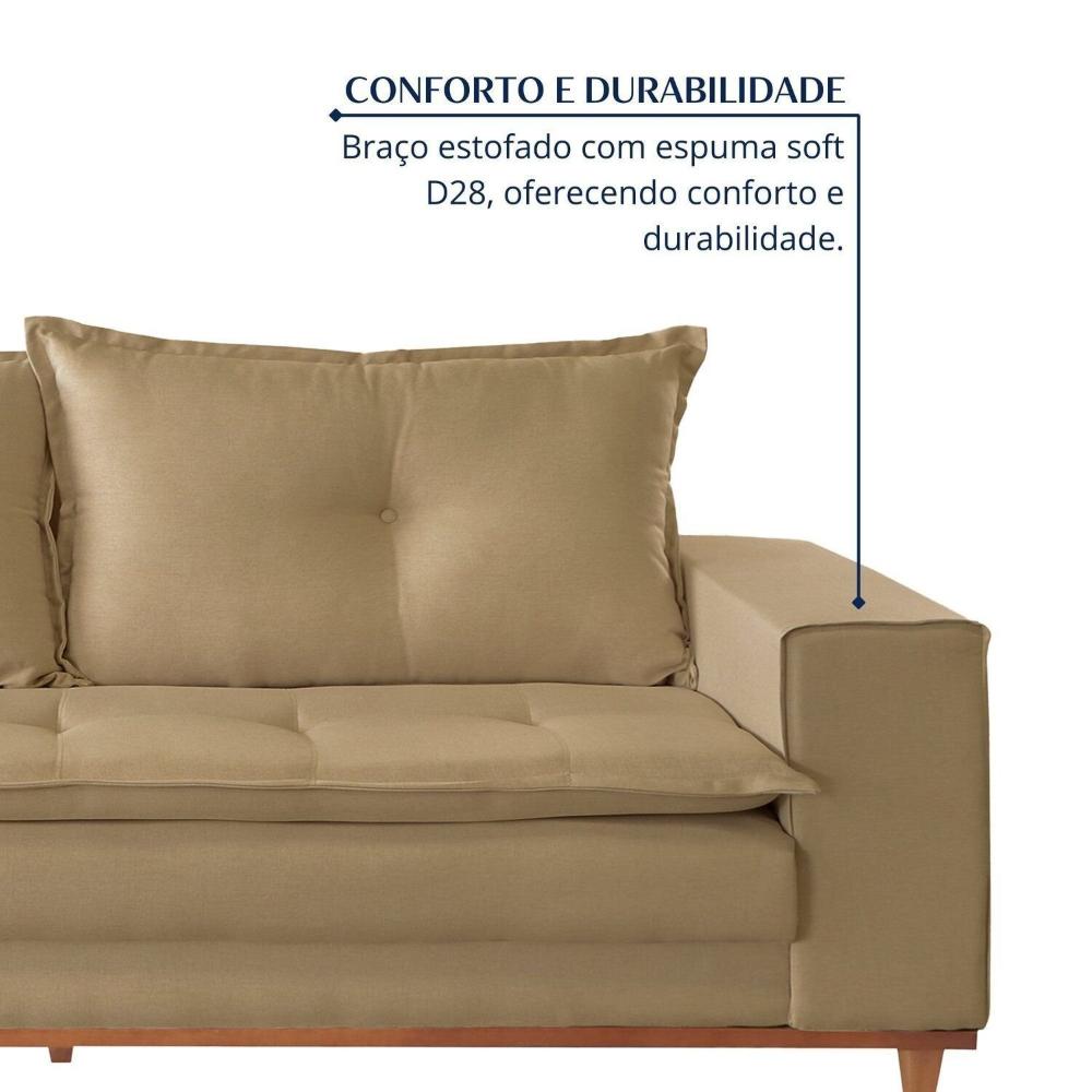 Sofá 4 Lugares 220cmx 92cm X 81cm Caparaó Bege