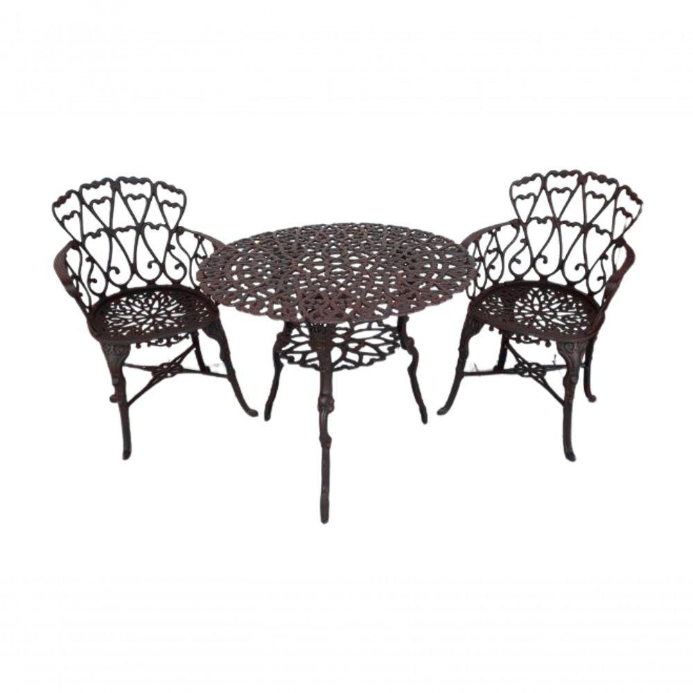 Miniatura Conjunto Mesa 2 Poltronas Viena Premium Jardim Varanda Sacada Marrom