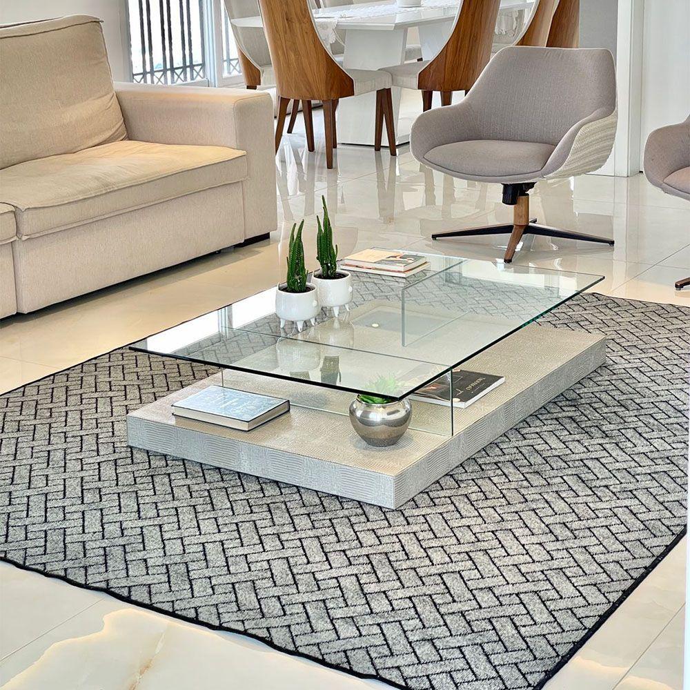 Miniatura Tapete Carpete Sala Quarto Elegante Trama 2,00 X 3,00 Cinza