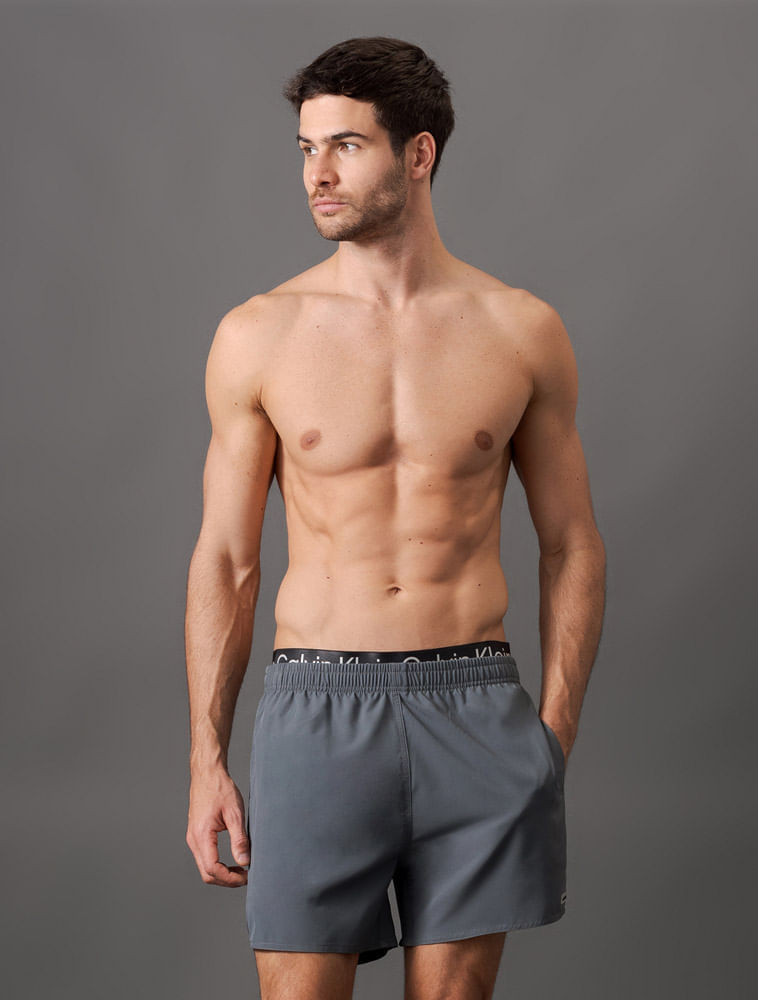 Miniatura Short D'Água Masculino Elástico Calvin Klein Swimwear - Chumbo Short D'Água Masculino Elástico Calvin Klein Swimwear Chumbo g