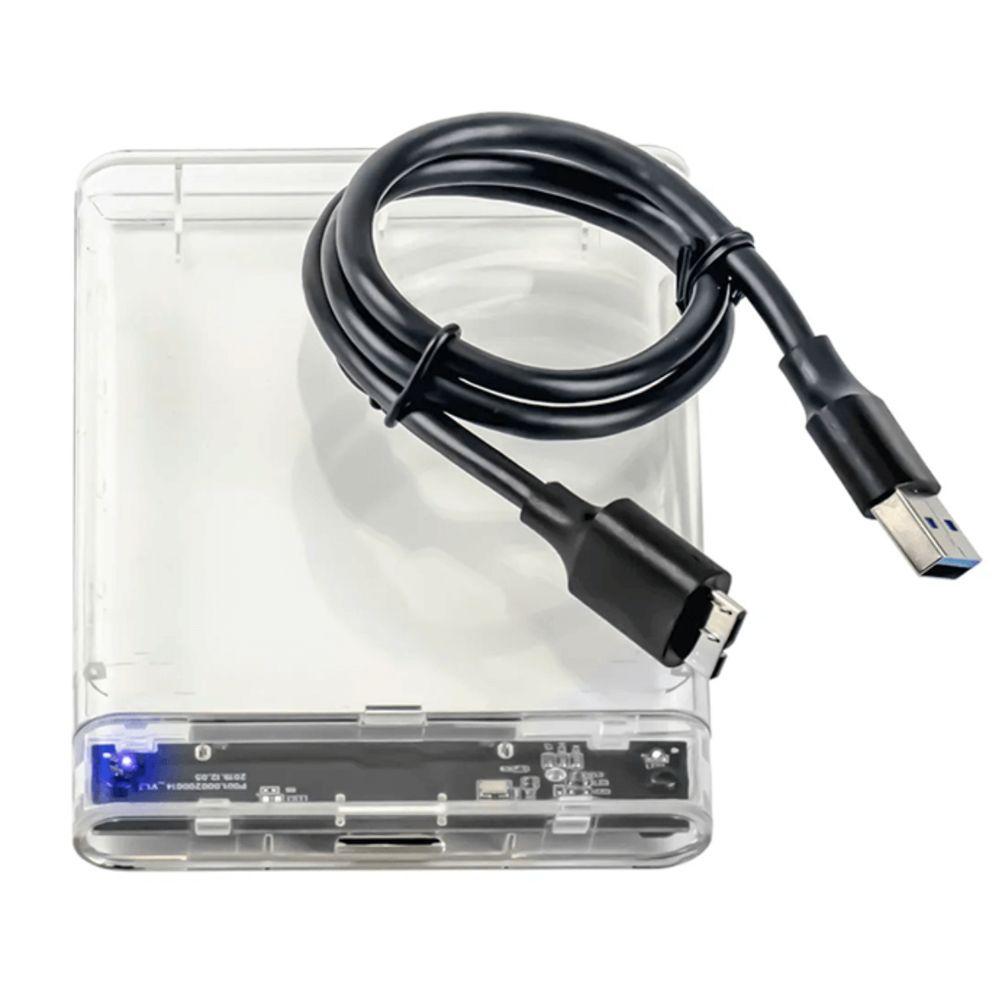 Case Hd Externo 2.5 E Sata Ssd Usb 3.0 Transparente Exbom