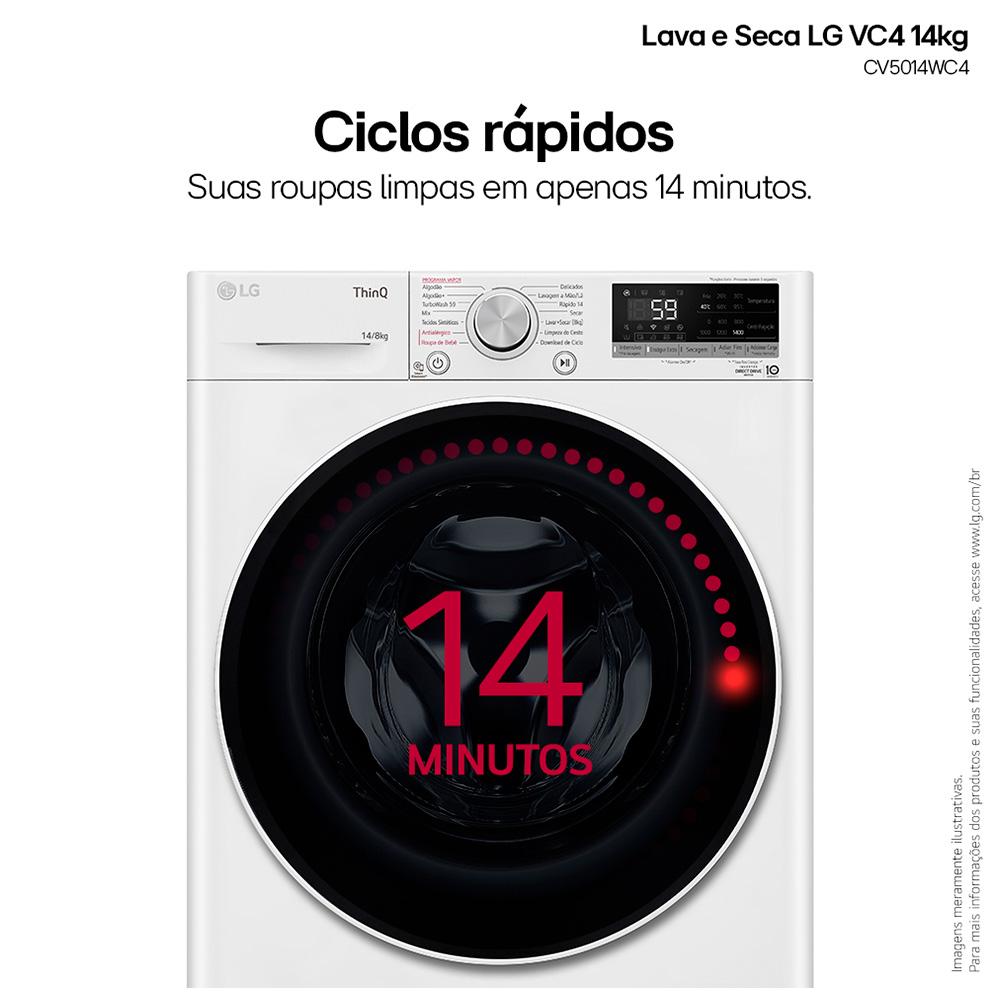 Miniatura Lava & Seca 14 Kg LG Smart com Inteligência Artificial AIDD™ Branca com 13 Programas de Lavagem - CV5014WC4 110