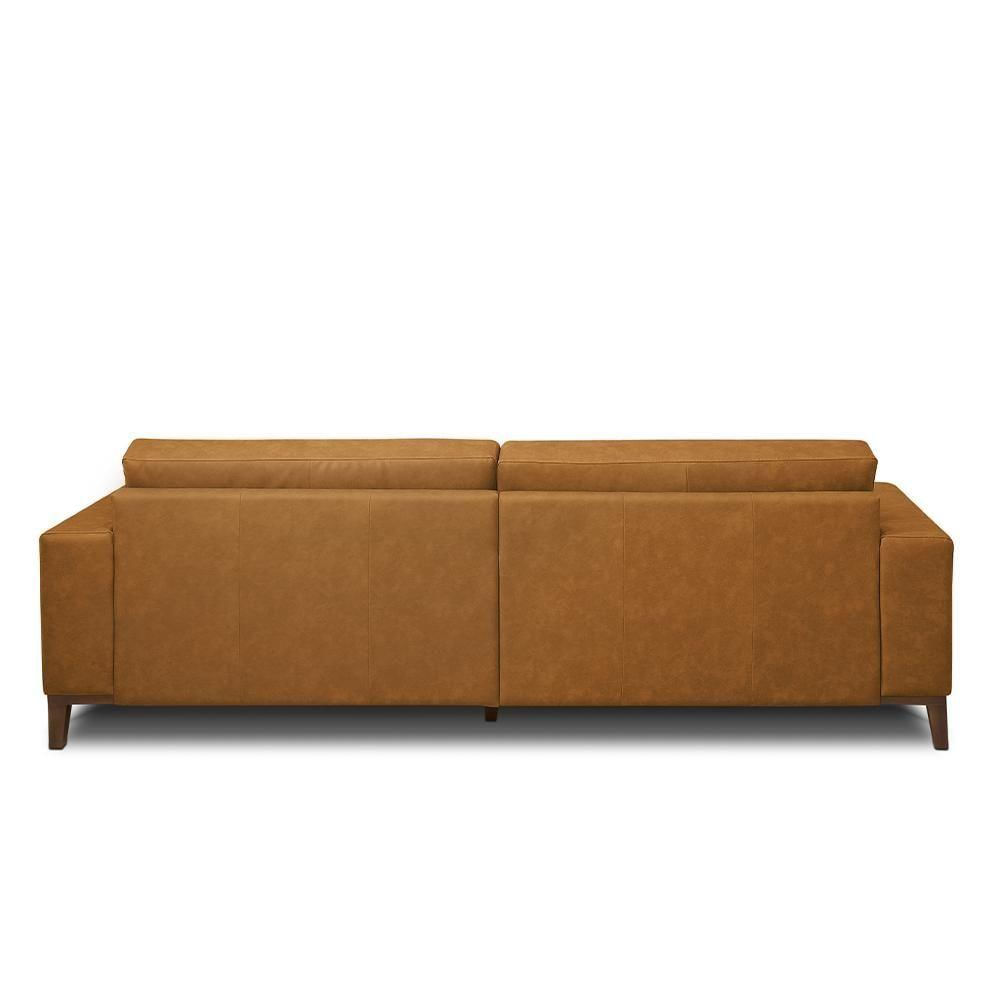 Miniatura Sofá Decorativo Bruno 3 Lugares Sala De Estar 240cm Pés Em Madeira Couro Caramelo Manchado
