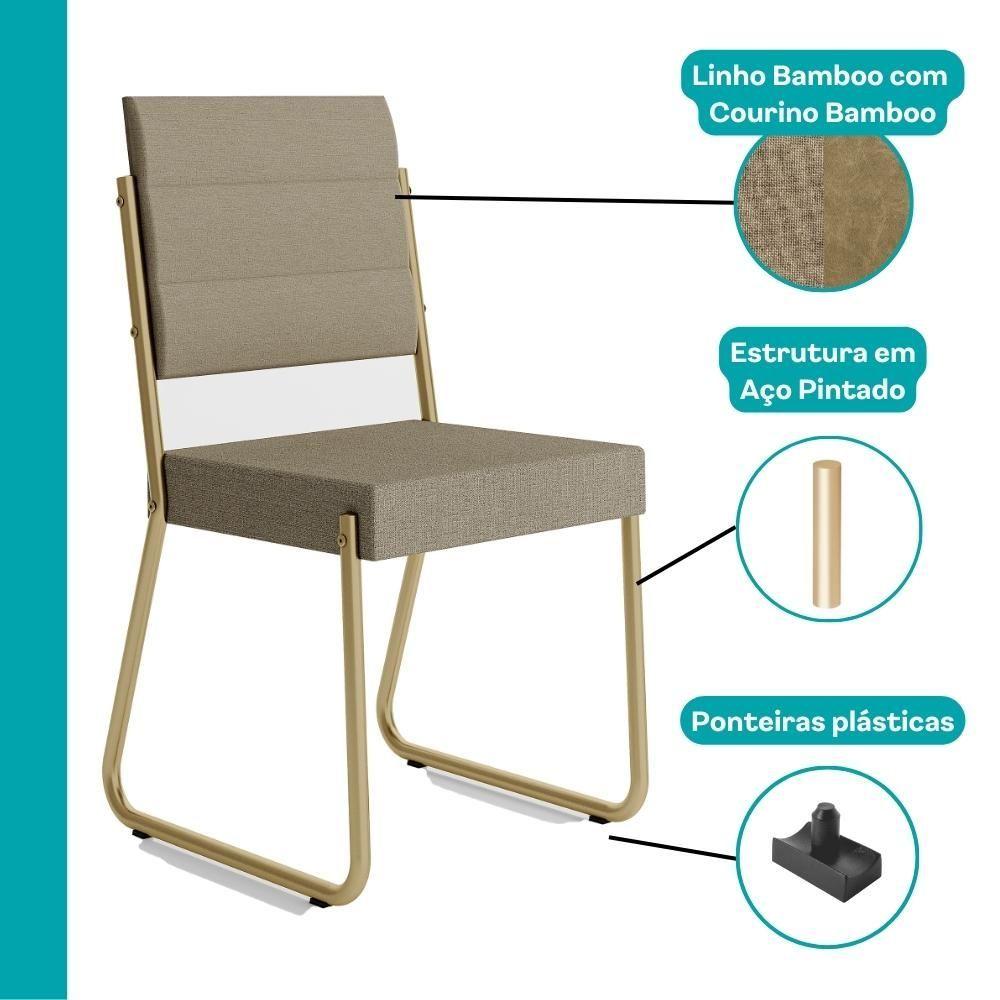 Conjunto Sala De Jantar 4 Cadeiras Charlotte Carraro Carvalho Dourado