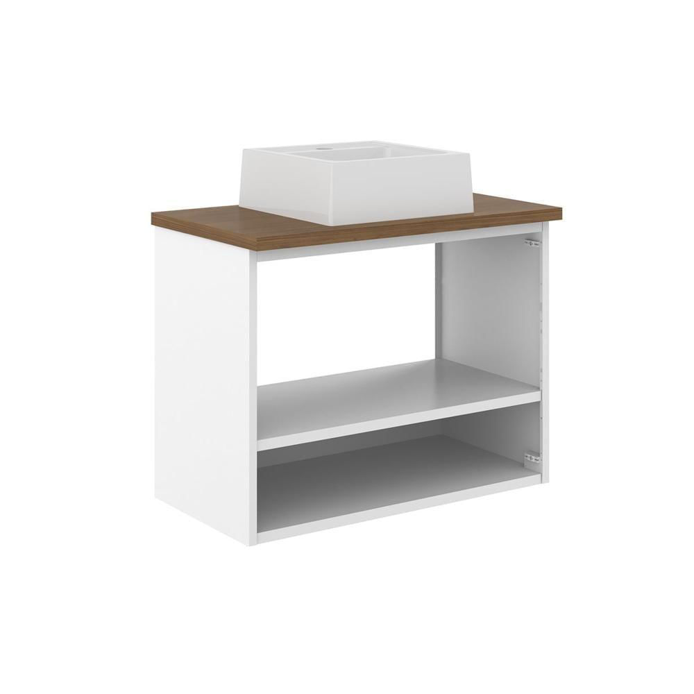 Miniatura Balcão De Aço E Cuba Alta Banheiro 2 Portas Areia Bertolini Areia/Branco