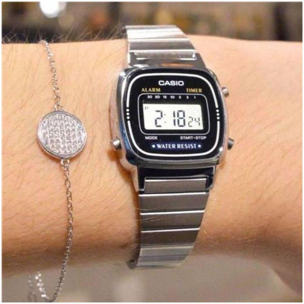 Miniatura Relógio Casio Vintage La670wa-1df Prata Feminino