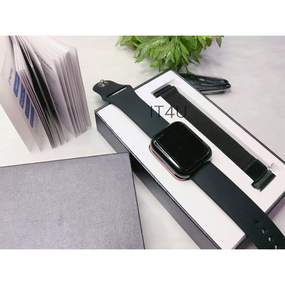 Miniatura Kit Relógio Smartwatch Preto + 2 Pulseiras + Fone Bluetooth