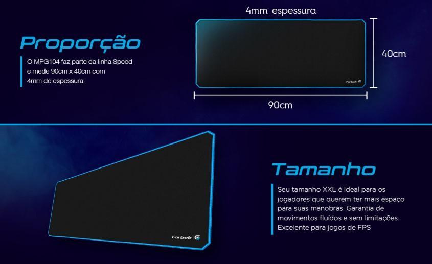 Miniatura Mouse Pad Grande Speed Xxl Microfibra 90Cm Fortrek Mpg104-Vd