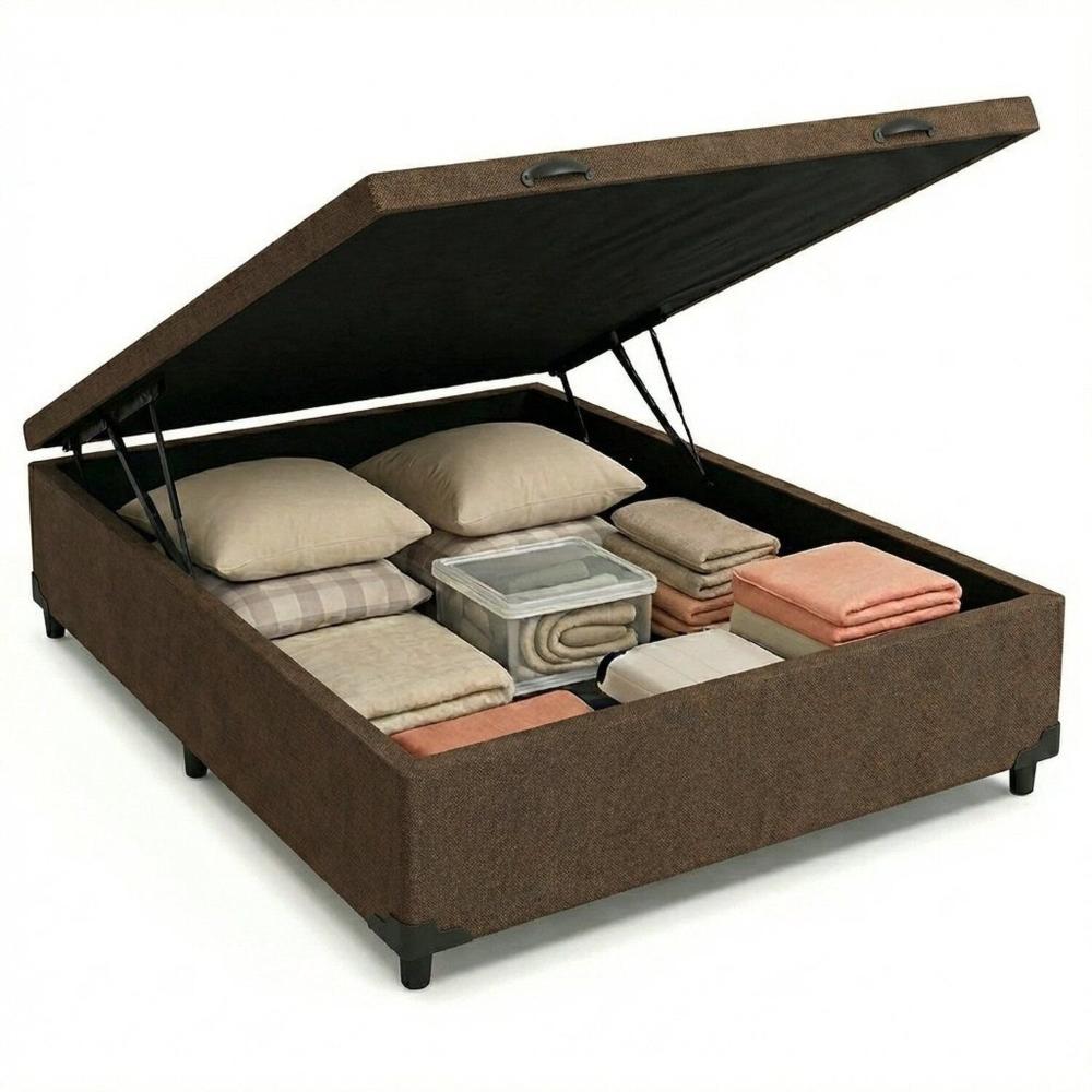 Miniatura Cama Box C/bau Casal 1.38 Linhao Marrom