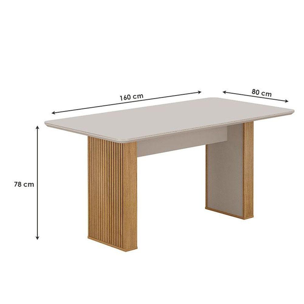 Miniatura Mesa De Jantar Júlia 160x80cm Cinamomo Off White Com 6 Cadeiras Lara Linho Prata - Valdemóveis