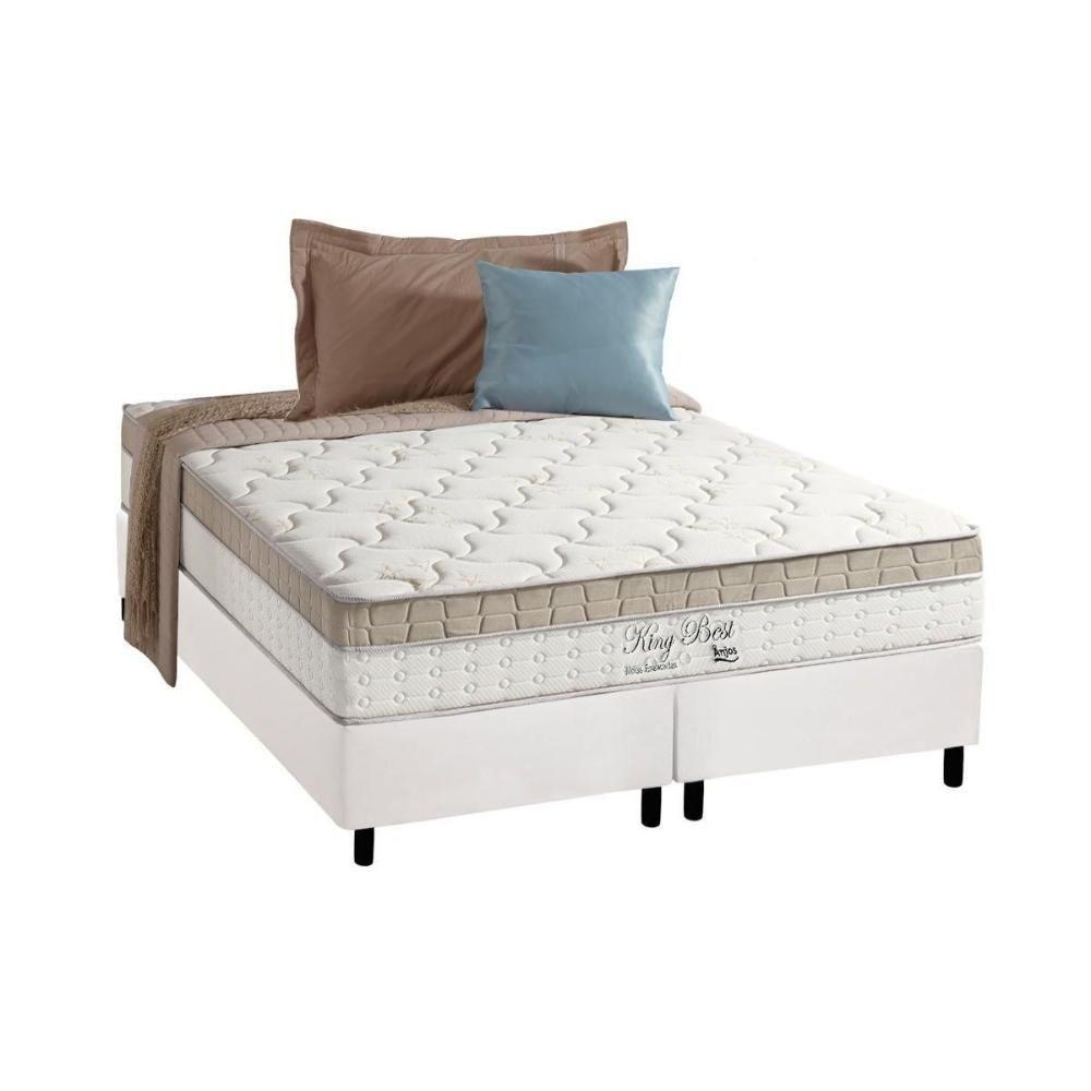 Miniatura Cama Box King: Colchão Molas Masterpocket Ensacadas Anjos King Best + Base Branco(193X203)