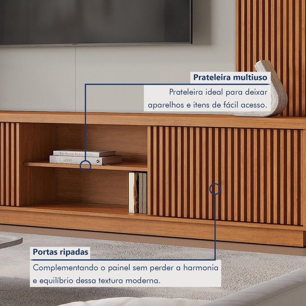 Estante Home para Tv de Ate 75 Polegadas 2 Portas 100% Mdf 220 Cm Valencia New Naturalle/Off White