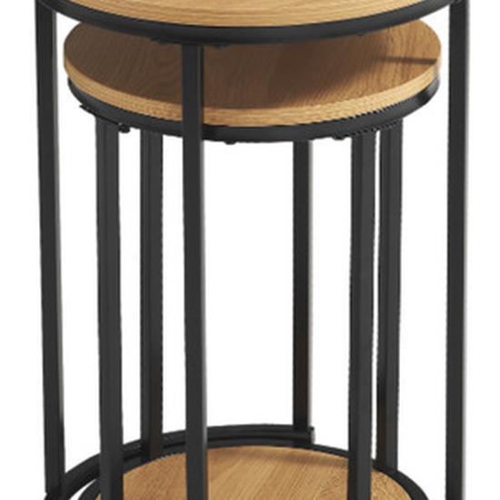 Miniatura Mesa Lateral De Centro Dupla Aço E Madeira 77X40X60Cm