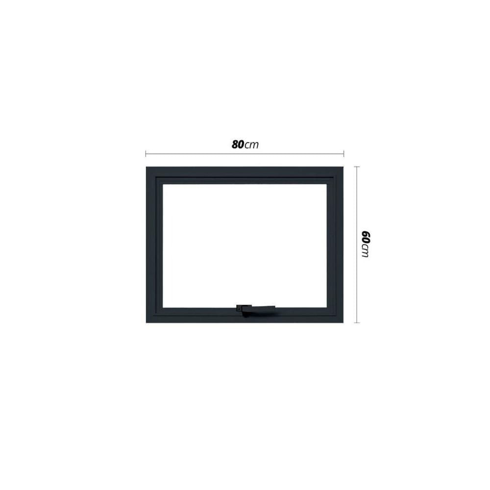 Miniatura Janela Maxim-Ar 1 Módulo Vidro Segurança 6cm 80cm x 60cm Fábrica do Alumínio Preto