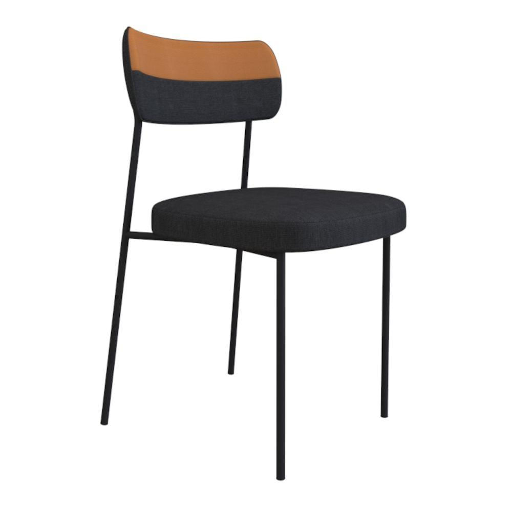 Miniatura Kit Com 2 Cadeiras Mya Linho - Caramelo/grafite - Og Móveis