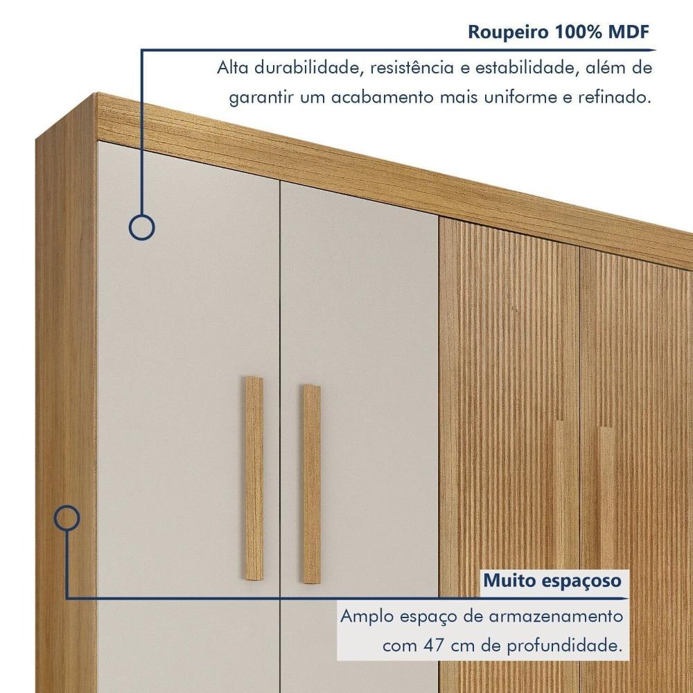 Guarda-roupa Casal 10 Portas 100% Mdf Lucca Cinamomo/Off White