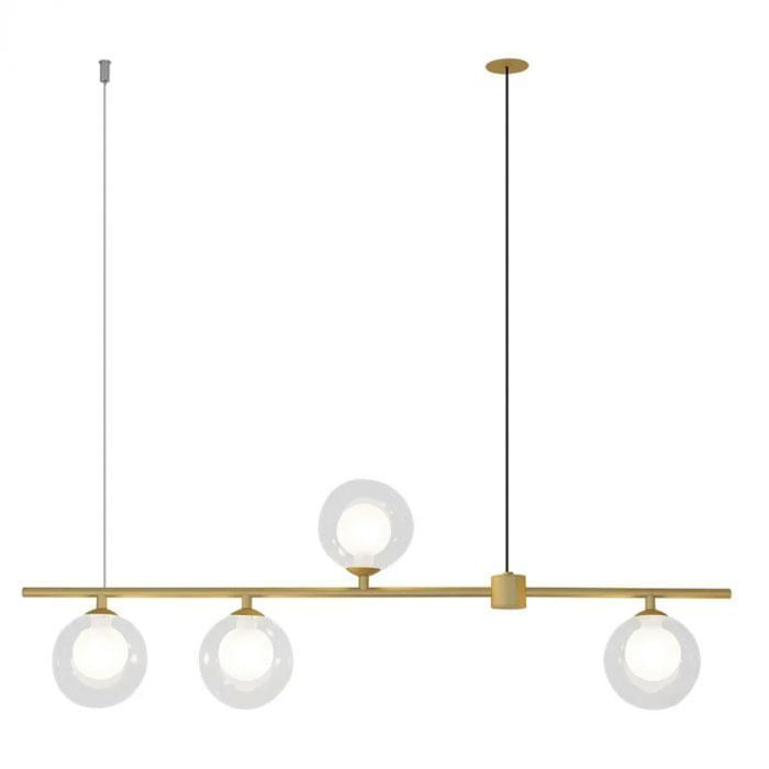 Miniatura Pendente 4 Globos Vidro Duplo Transparente Dourado Zan84
