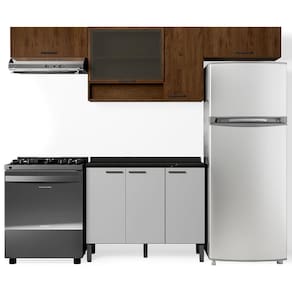 Miniatura Cozinha Completa Bartira Ametista com 7 Portas e 3 Prateleiras - 246,2cm de largura Grapia Platinum