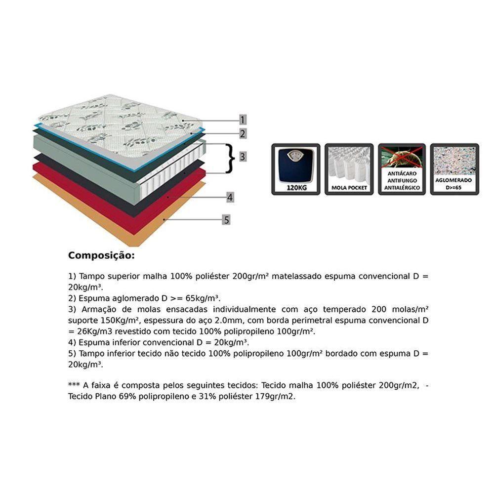 Miniatura Colchão Queen Molas Ensacadas Masterpocket Orvieto New Euro Pillow (158X198X26) - Orthoflex