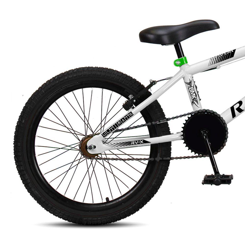 Miniatura Bicicleta BMX Cross Aro 20 RV-X Aro Aero Freio V-brake Ravok Branco Verde