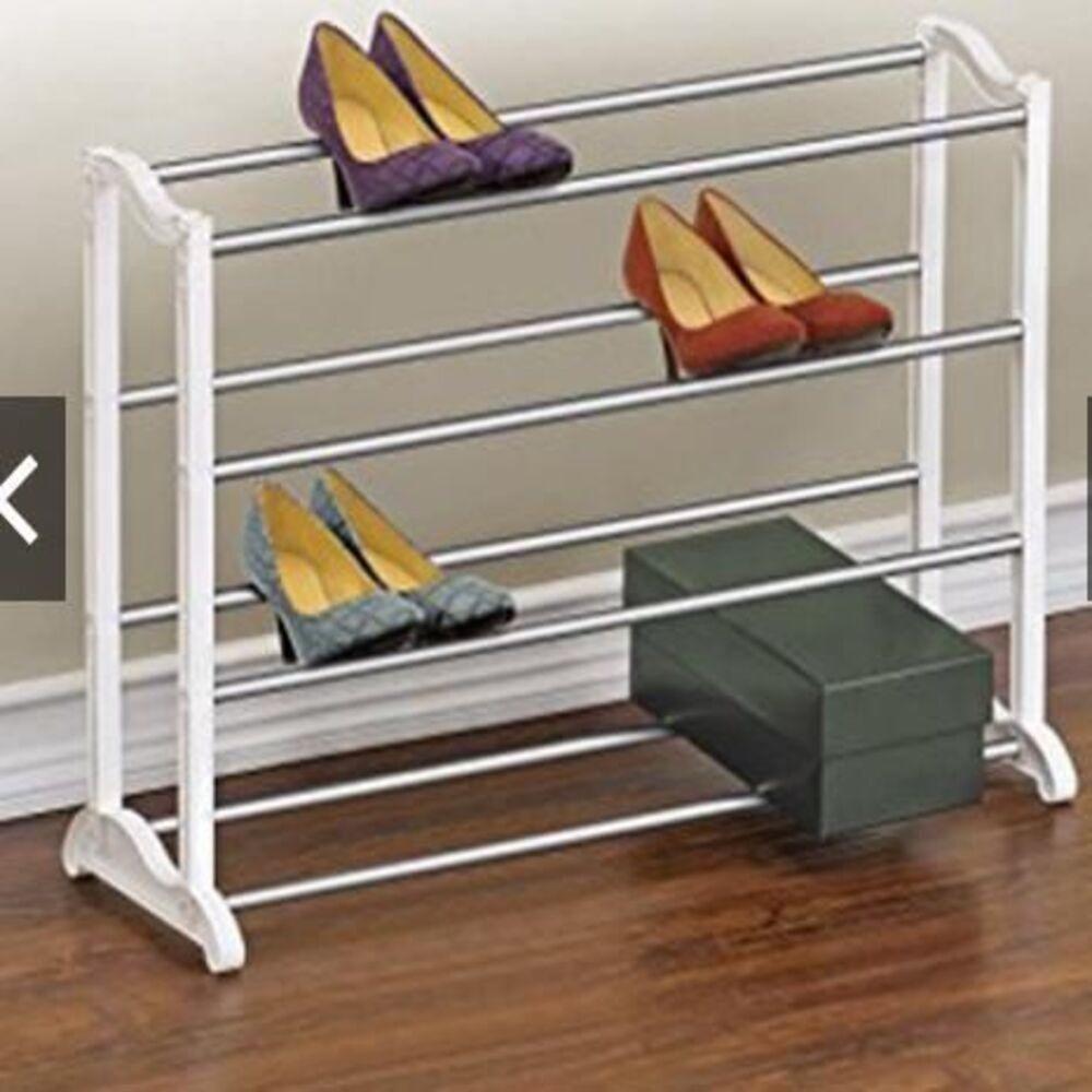 Miniatura Kit 3 Sapateira Em Metal 24 Sapatos 4 Prateleiras 12 Pares Portatil Organizador Guarda Roupa Closet