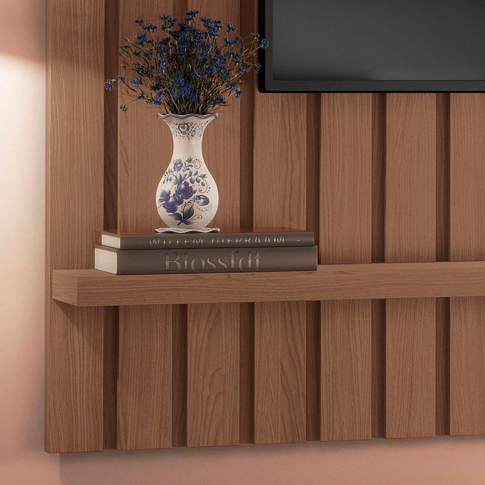Miniatura Painel Tv 60 160cm Suspenso Ripado Link Castanho - Hb Móveis