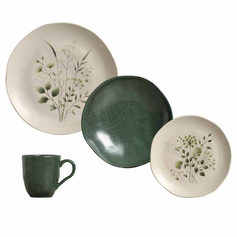 Miniatura Aparelho de Jantar Orgânico Ammi e Arauco com 16 Peças em Stoneware Colorido - Porto Brasil