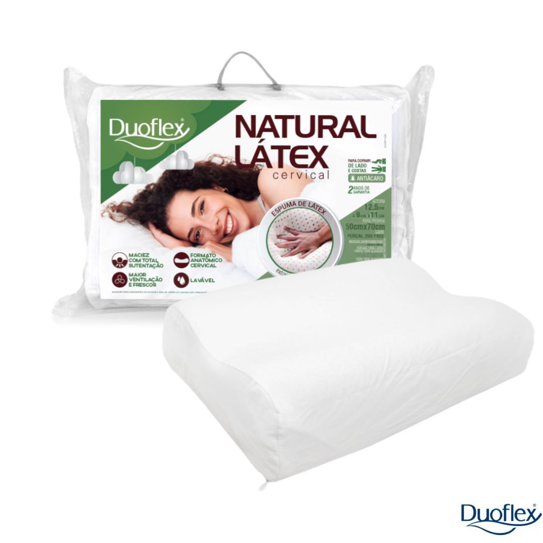 Miniatura Travesseiro Duoflex Natural Látex Cervical, Branco, Fronha