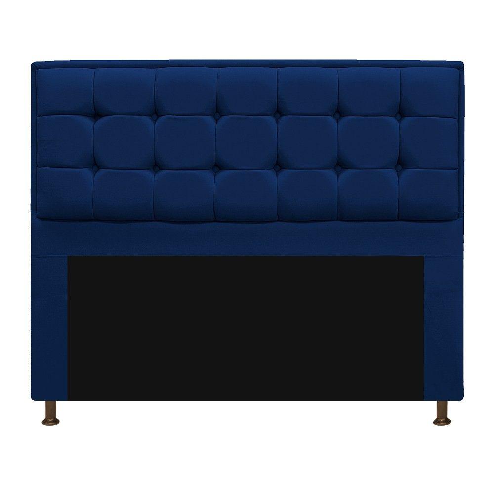 Miniatura Cabeceira E Calçadeira Copenhague 160 Cm Queen Size Suede Azul Marinho
