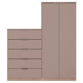 Miniatura Cômoda Sapateira Bartira Roma com 2 Portas e 5 Gavetas - 122cm de largura Avelã e Capuccino