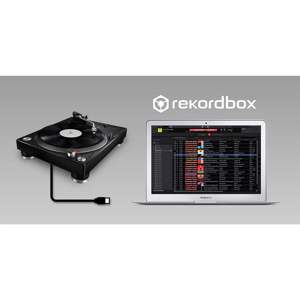 Pioneer DJ PLX500K Toca Discos com Motor de Acionamento Direto Pré Amplificador Headshell com Cartucho e Caneta e saída USB