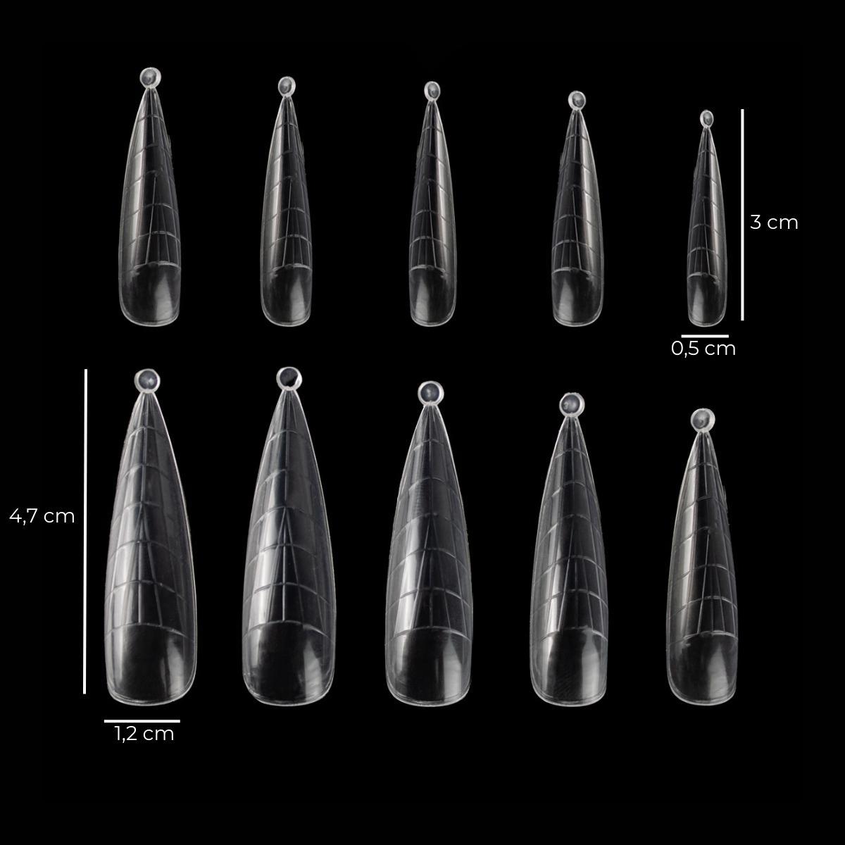 Miniatura Kit 144 Molde F1 Bailarina Quadrada Stiletto Unhas Polygel