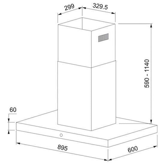 Miniatura Coifa De Ilha 90Cm Preto E Inox Touch Control 127V - Franke
