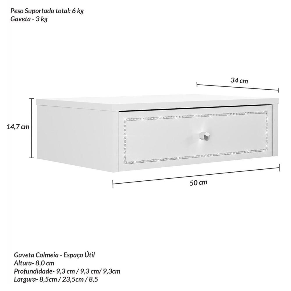 Miniatura Penteadeira Cabeceira Suspensa Strass Branco Ac