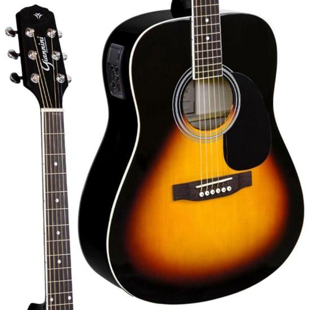 Miniatura Violão Giannini Gd1 Eq Eletroacústico Dreadnought Vintage Sunburst Satin