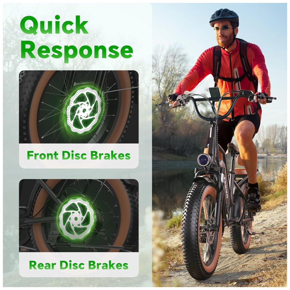 Miniatura Bicicleta Elétrica para 2 Pessoas, Bateria Removível de 48V 20AH, Motor de Pico, Pneu Gordo de 20"x 4.0" para Adultos, Autonomia de 80 Milhas, 30 MPH,