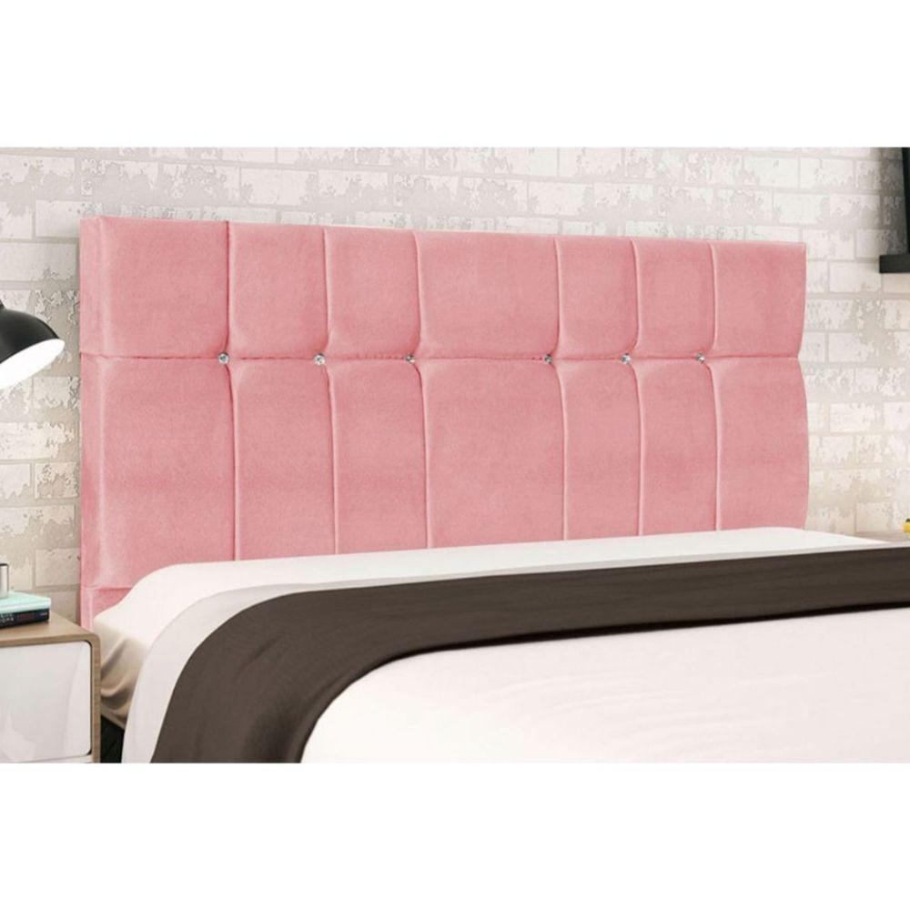Miniatura Cabeceira Estofada Cama Box King 195 Cm Maya Suede Rosa